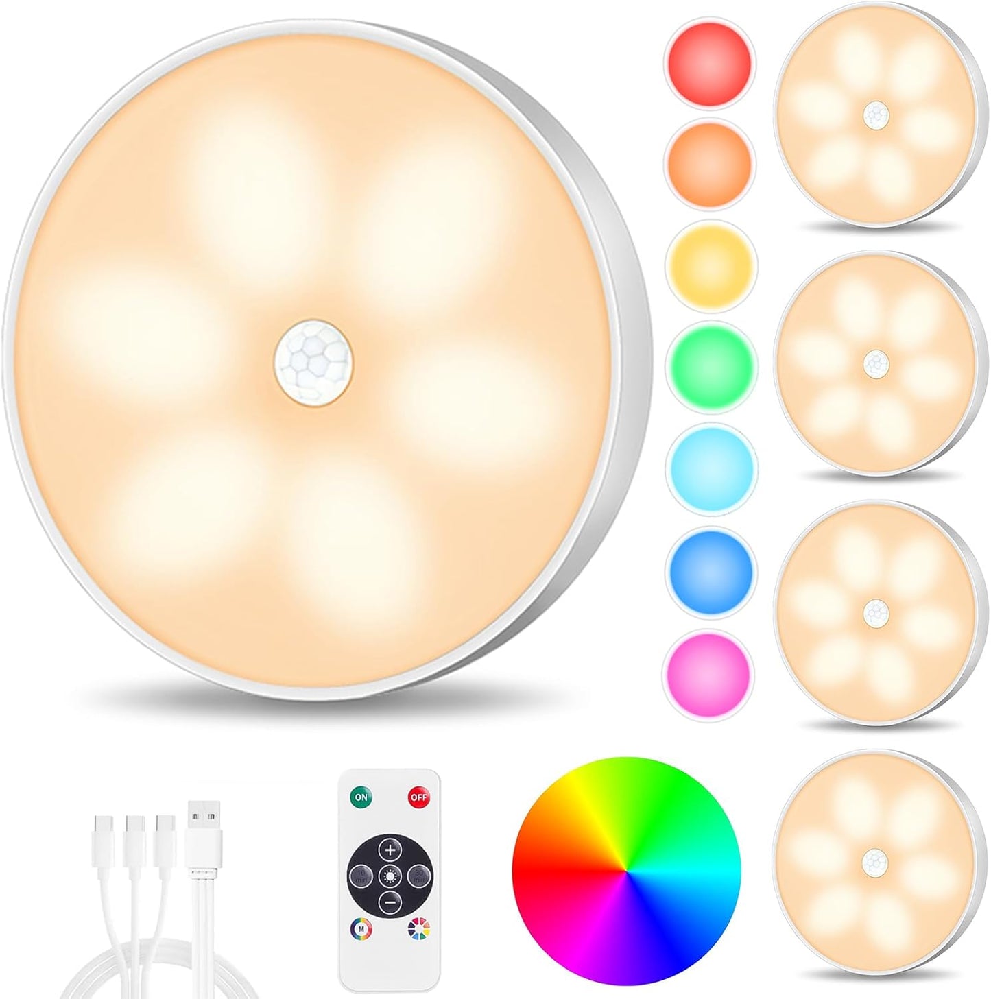 Wireless Motion Sensor Step Lights with 8 Color Options for Home