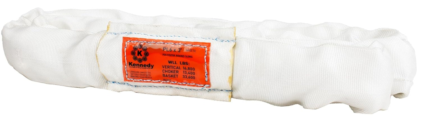 Power Lift PL6x3ft White Polyester Round Sling for Heavy Loads