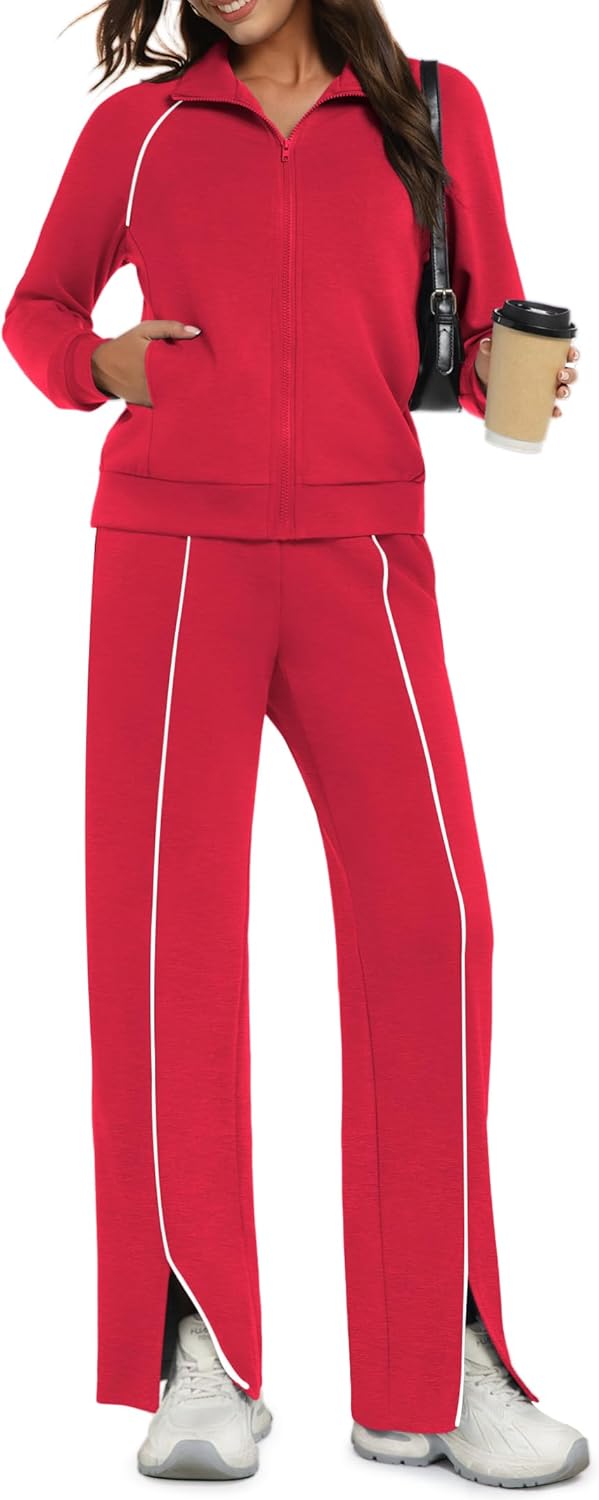 Womens 2 Piece Outfits Casual Zip Up Sweatsuits Lounge Set