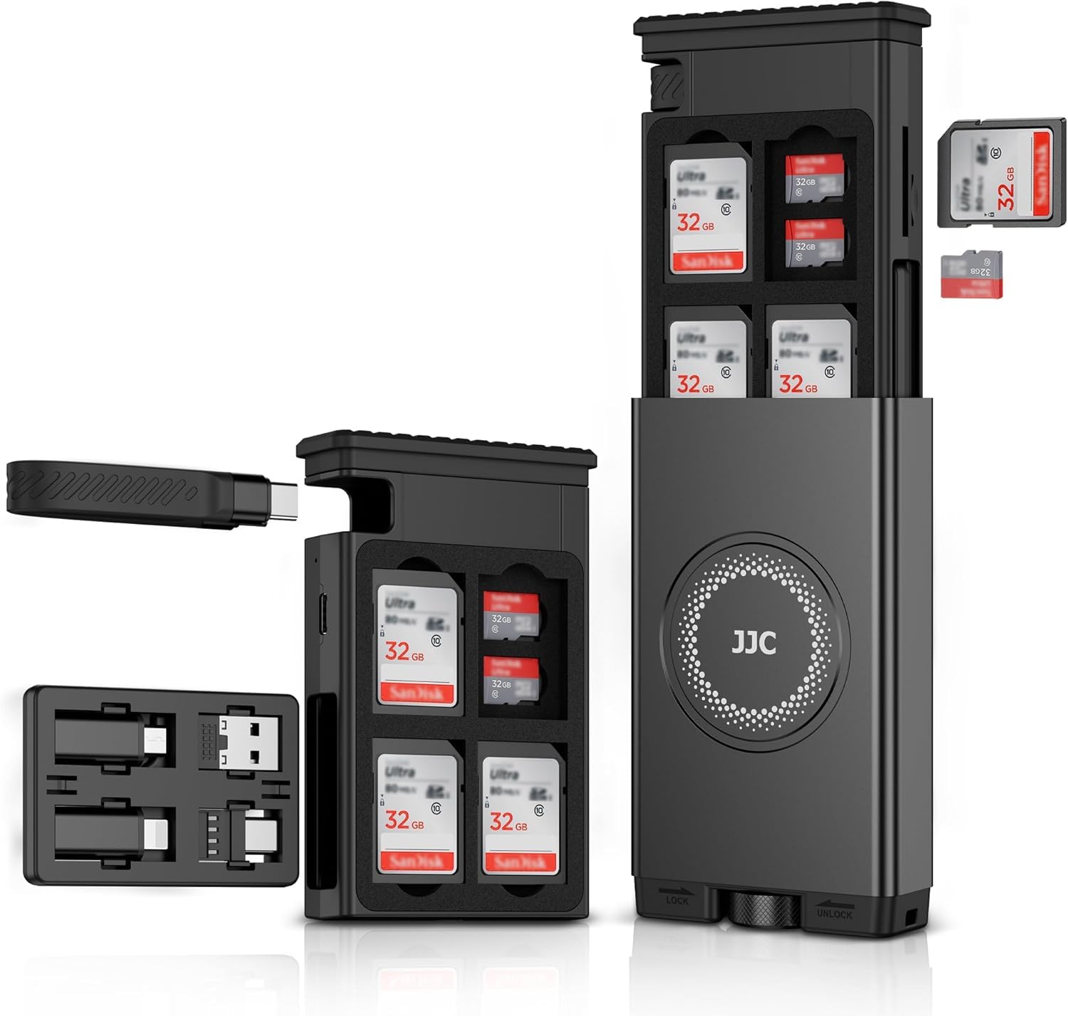 Multi SD Card Reader Case with High-Speed USB C 3.1 Gen 2 Cable