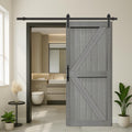34in x 84in Elephant Gray Barn Door with 6.6ft Sliding Hardware Kit