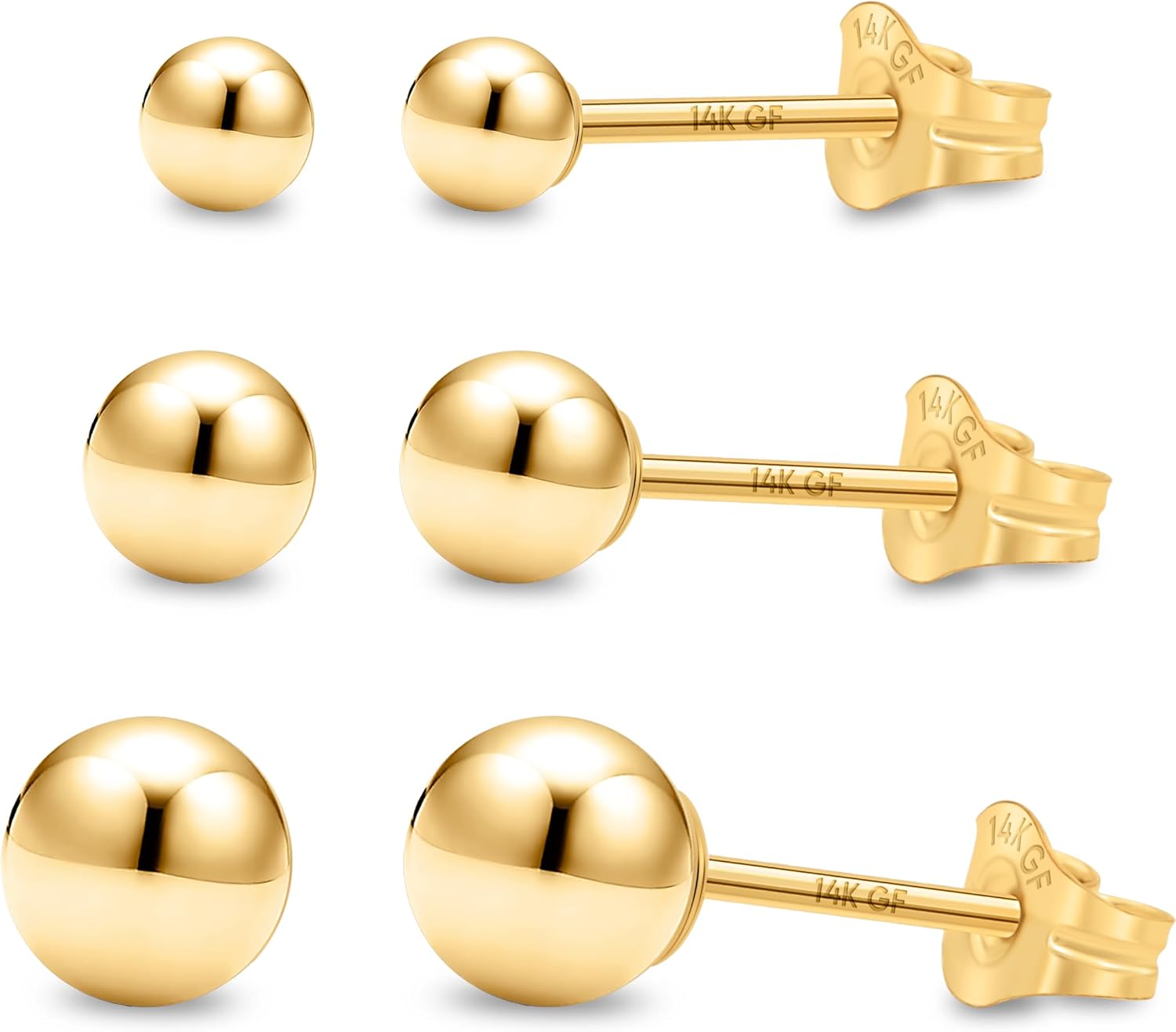14K Gold Filled Ball Stud Earrings for Women - Elegant Shine