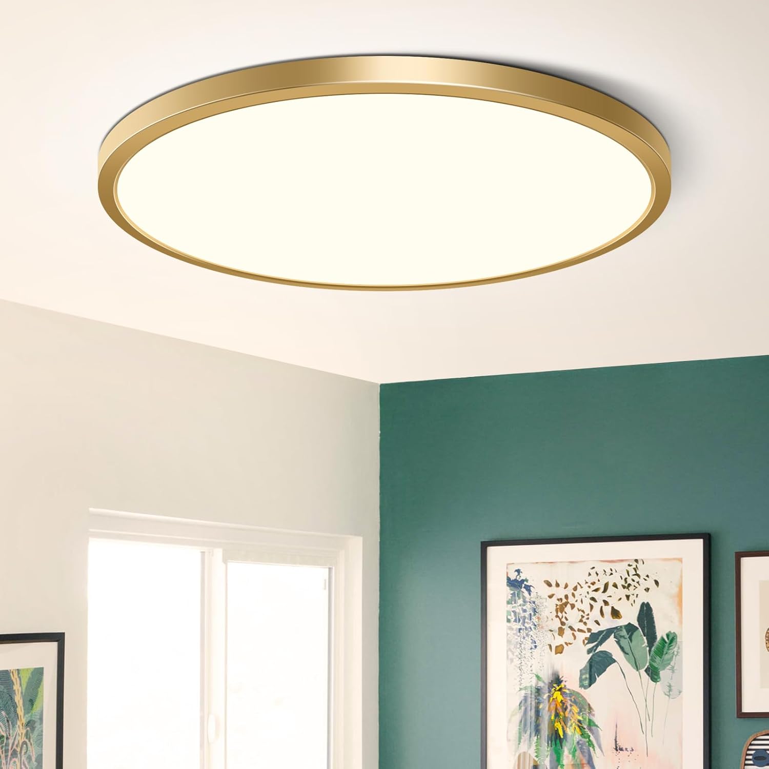 15.7Inch Gold Flush Mount Ceiling Light Fixture for Modern Homes