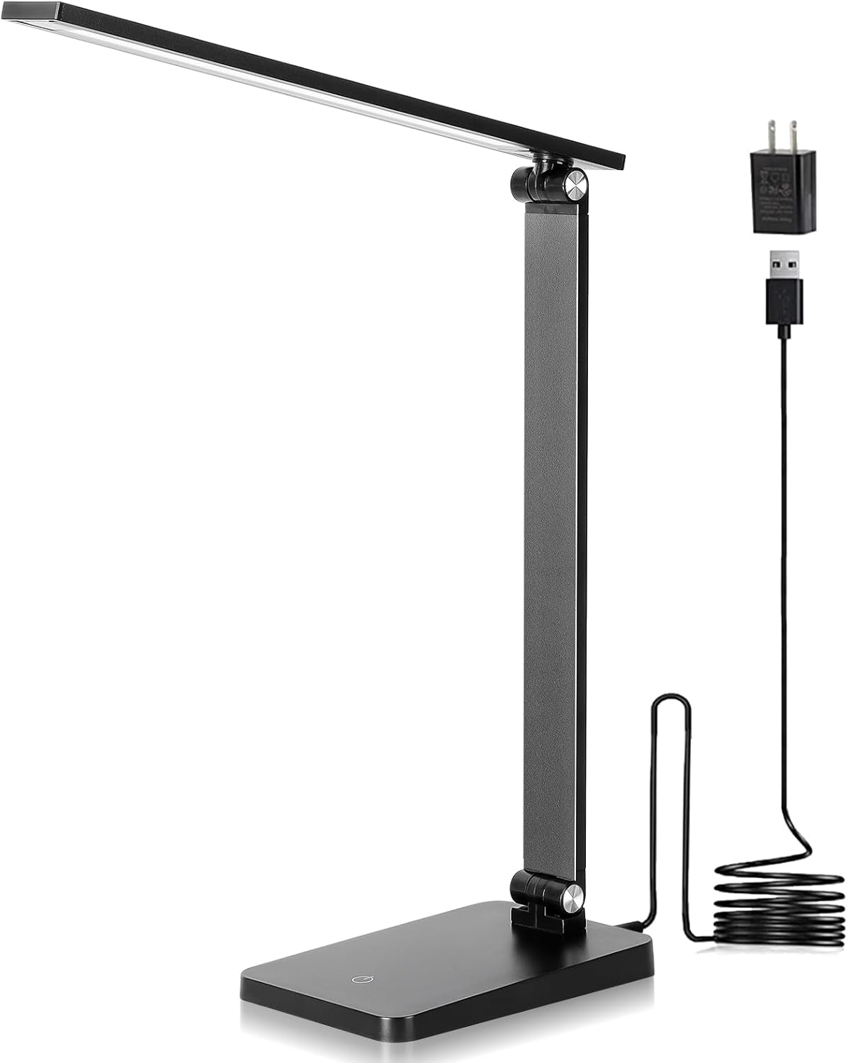 Black LED Desk Lamp with USB Port - Best for Reading