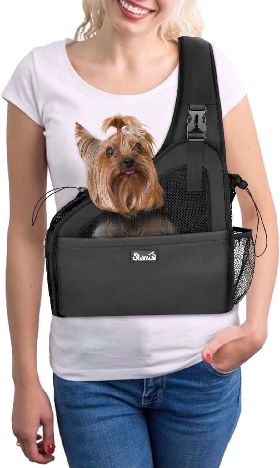 SlowTon Pet Dog Sling Carrier for Small Animals Up to 6 lbs