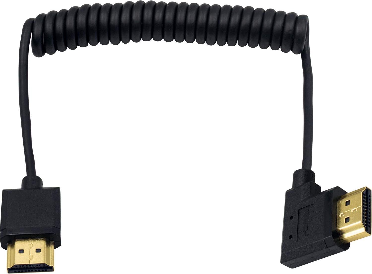 Duttek 4K Coiled HDMI Cable 1-4FT, Left Angled, Ultra Thin for 3D/4K TV