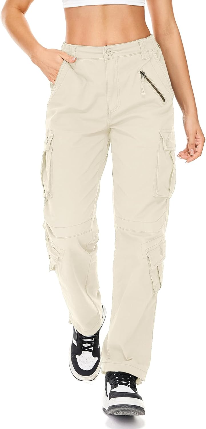 Womens Cargo Army Combat Work Pants with 8 Pockets for Comfort