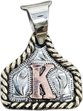 Cow Tag Copper Initial Necklace for Women - Hand Engraved