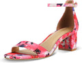 PIZZ ANNU Women's Low Block Chunky Heels Sandals - Comfortable 2in Red