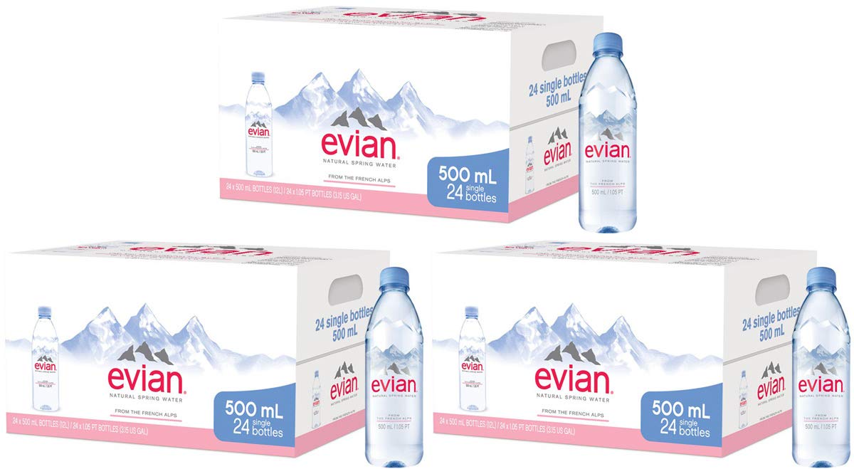 evian Natural Spring Water 500 ml Bottles for Refreshing Hydration