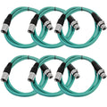 Seismic Audio SAXLX-6 6 Pack Green XLR Patch Cables - Balanced 6 ft