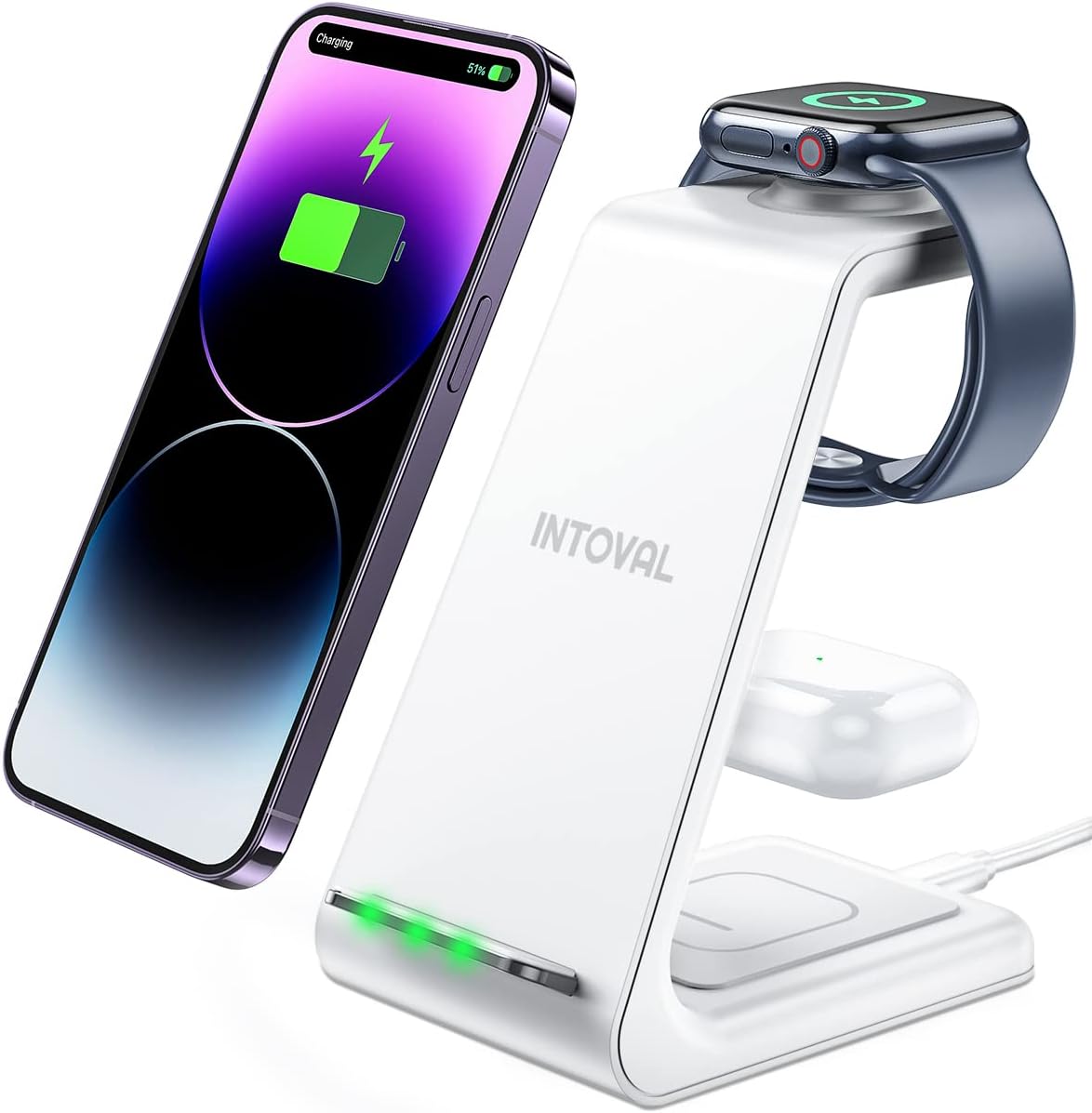Intoval 3-in-1 Wireless Charger: Fast Charge Apple Devices!