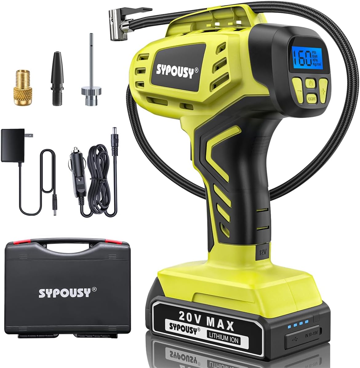 Portable Tire Inflator with Dual Power Supply for Fast Inflation