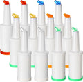 12 Pack Bar Pour Colorful Juice Pouring Bottles 34 oz - Color Coded