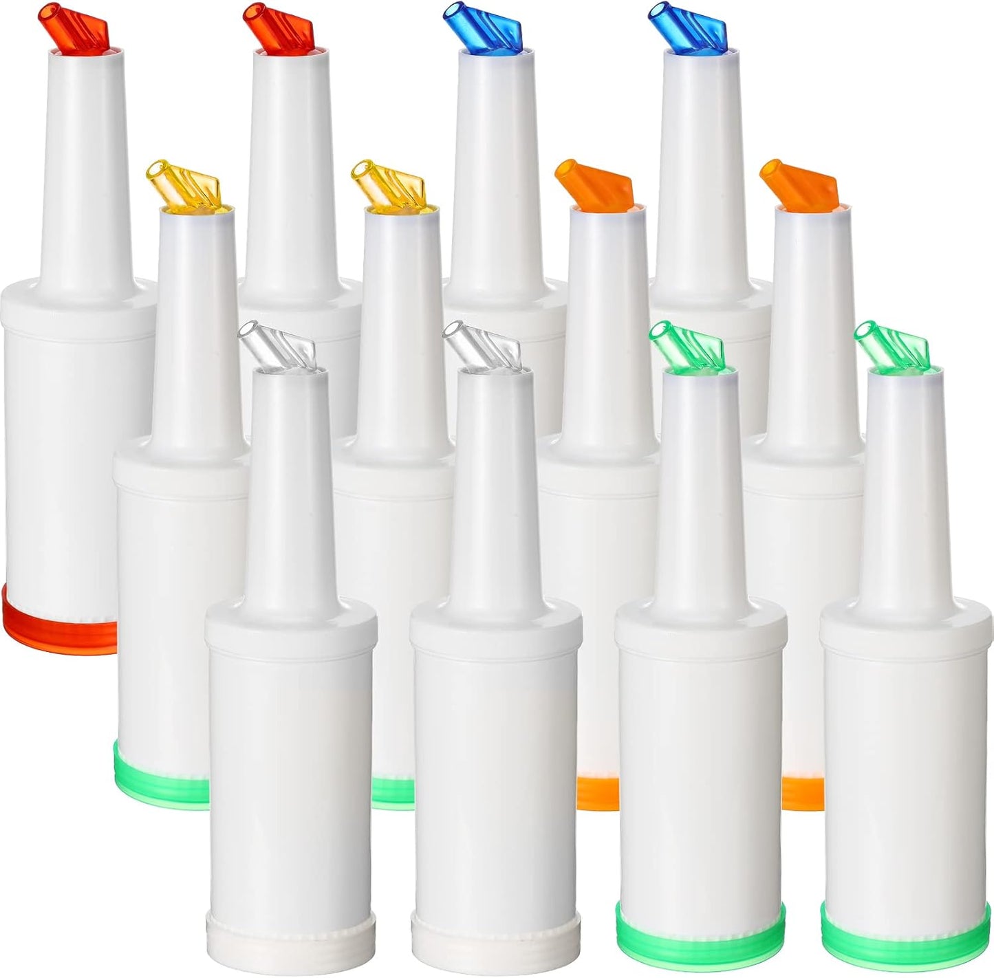 Colorful Juice Pouring Bottles for Home and Bar Use - 12 Pack