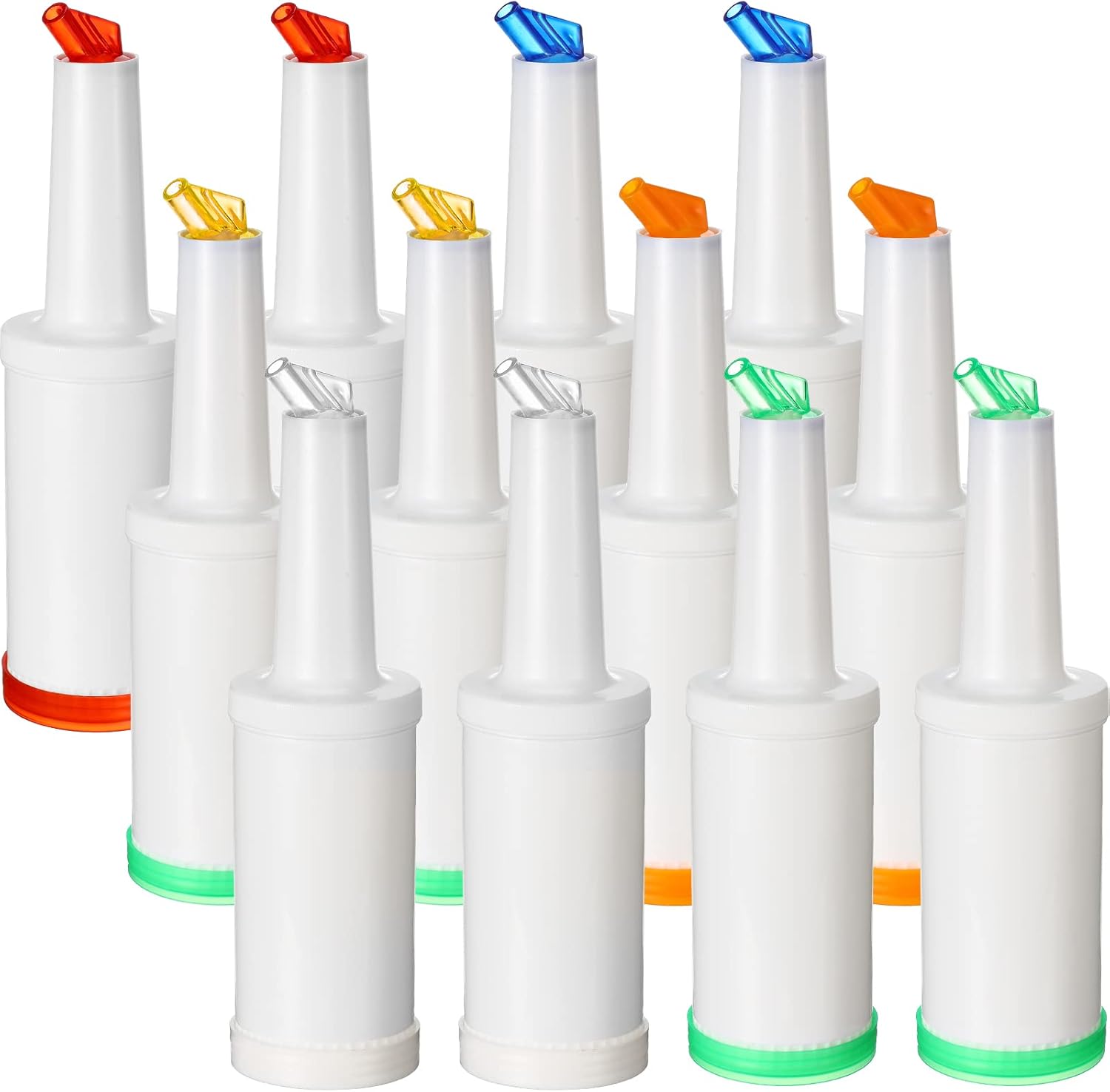 Colorful Juice Pouring Bottles for Home and Bar Use - 12 Pack