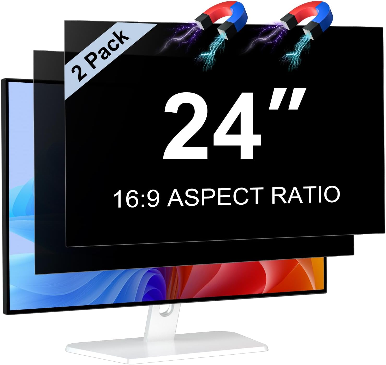 2-Pack 24 Inch Computer Privacy Screen Filter for Widescreen