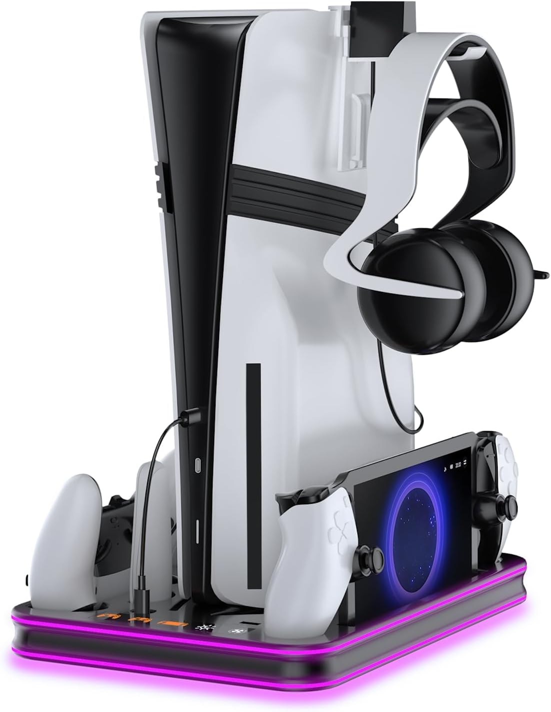 Cooling Stand with RGB for PS5 Slim Pro and Dual Controller Charger