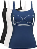 Womens Tank Top Camisole with Built-In Padded Bra Vest - 1/2/3 Pack