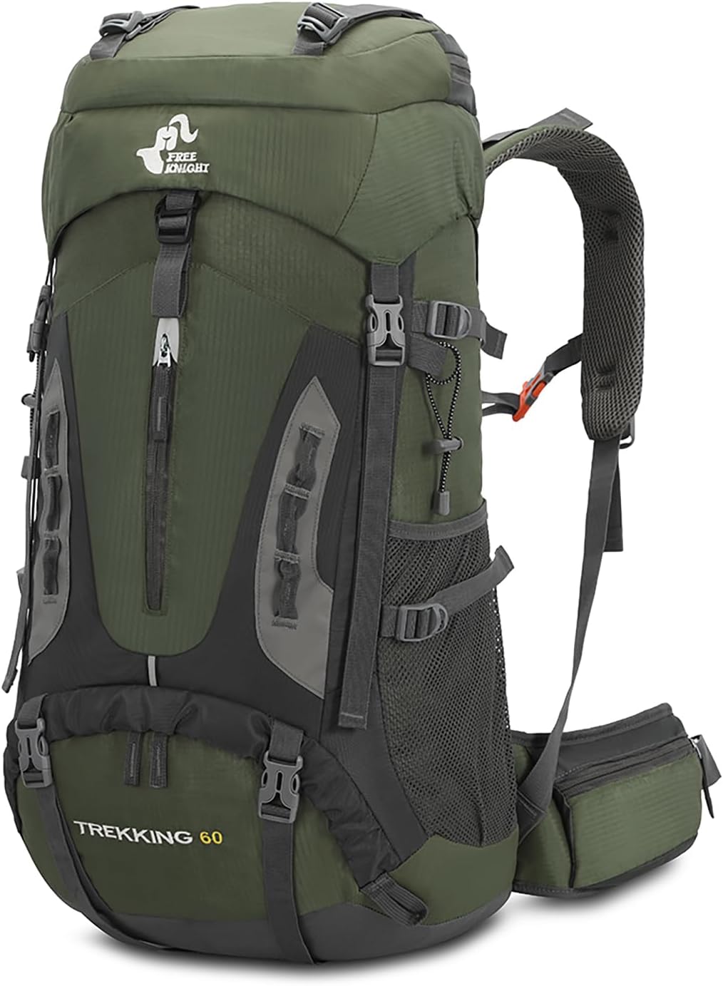Bseash 60L Waterproof Hiking Backpack - Army Green