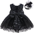 LZH Baby Girls Ruffle Lace Backless Dress with Headwear for Parties