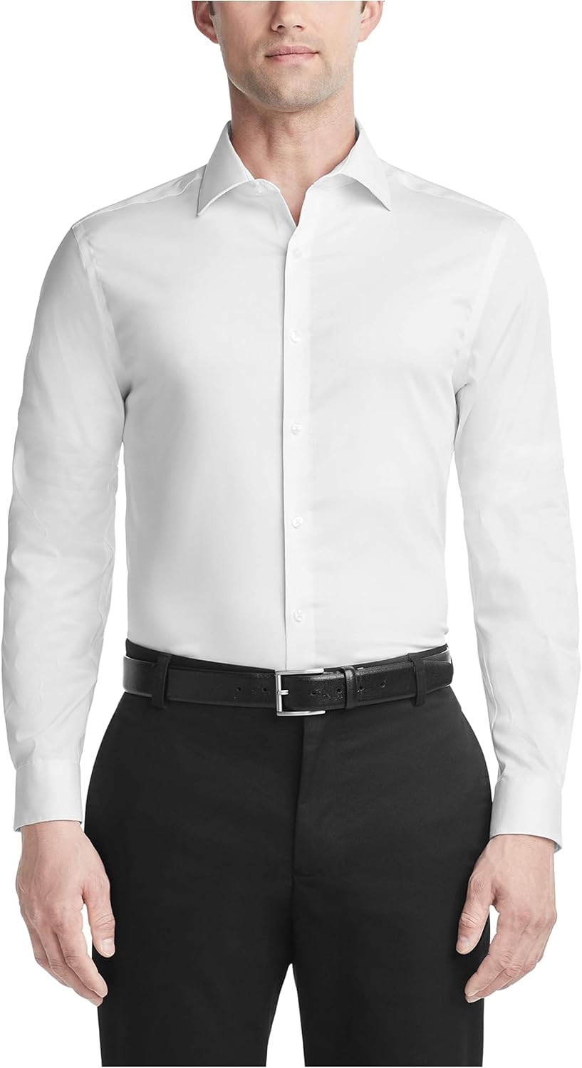 Van Heusen Mens Dress Shirt Slim Fit Ultra Wrinkle Free Flex Collar