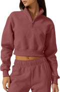 Womens Half Zip Crop Sweatshirt High Neck - Cozy Fleece Crop Top