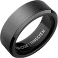 The Ridge Tungsten Rings For Men - Durable Beveled Wedding Band convex