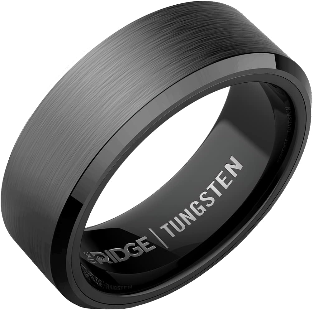 Tungsten Rings For Men - Durable Beveled Wedding Band Design