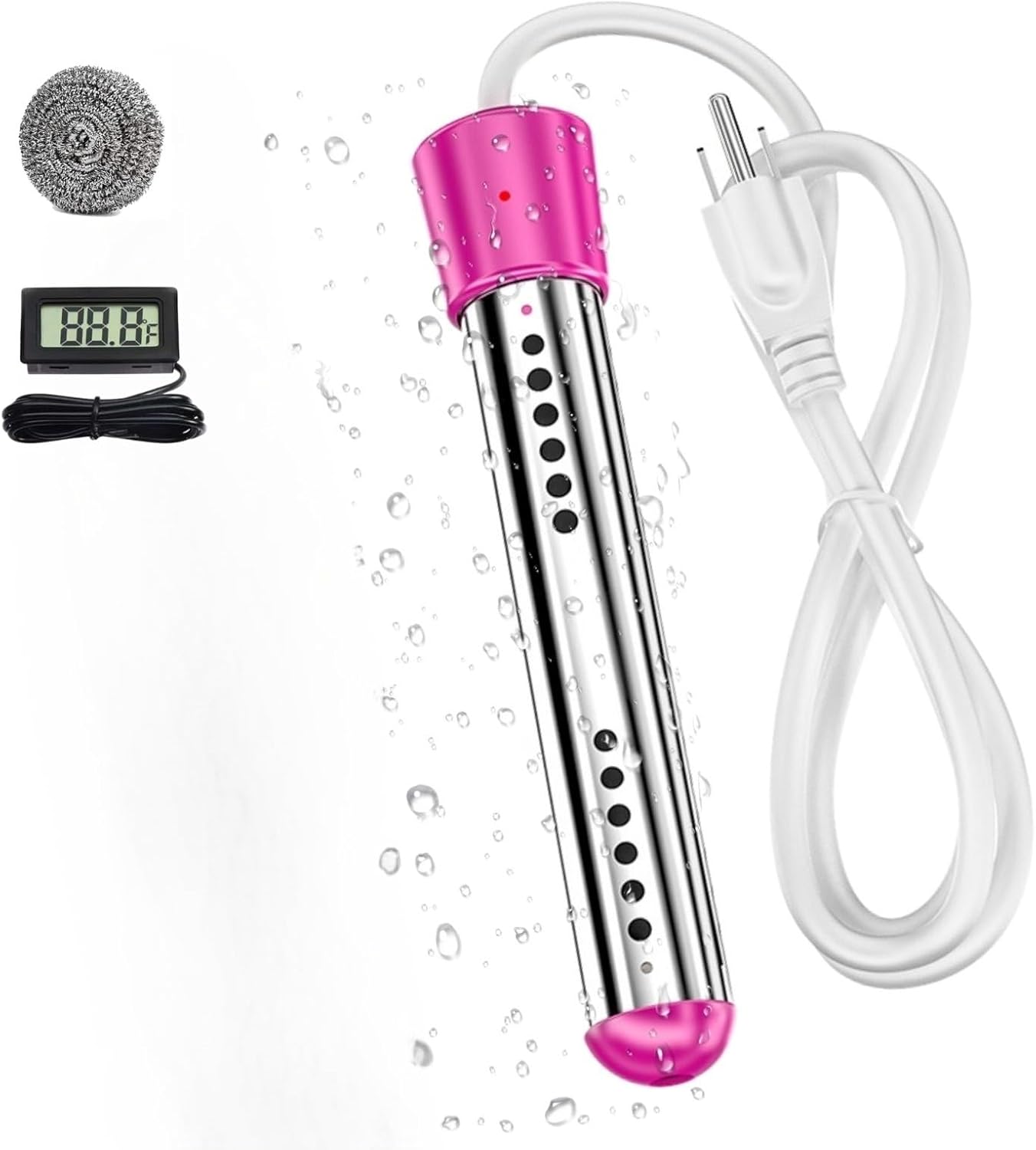 Pink Electric Immersion Heater ~ LCD Thermometer