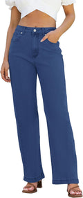 Womens Jeans High Waisted Straight Leg Loose Stretchy Lightweight Can