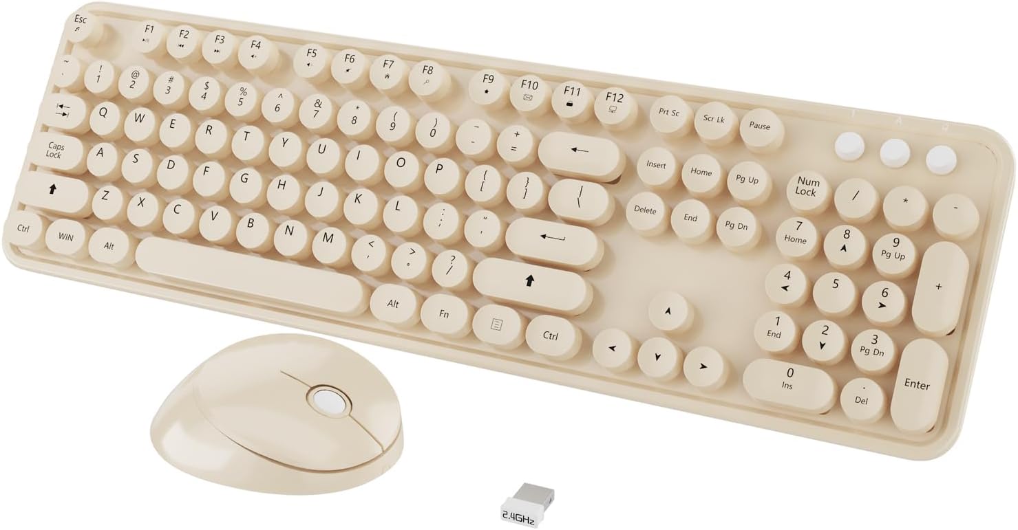 Kootop Retro Wireless Keyboard for Stylish Typing