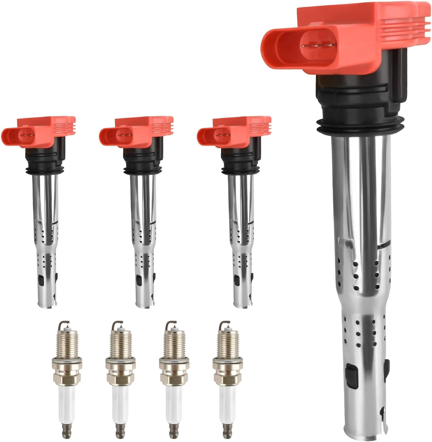 HYR Set of 4 Ignition Coil Pack and Iridium Spark Plugs for Audi