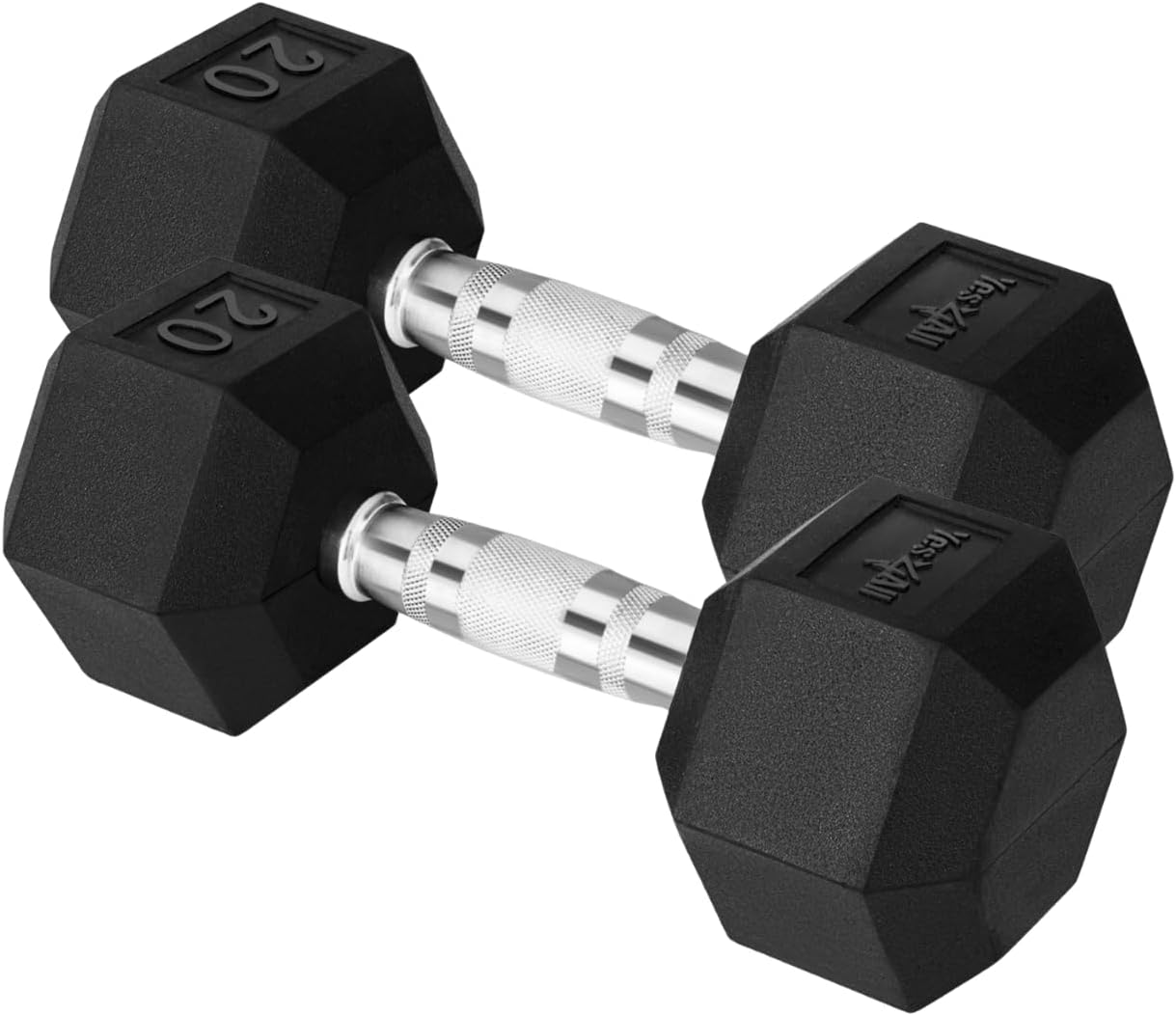 Yes4All Chrome Rubber Grip Hex Dumbbells for Strength Training