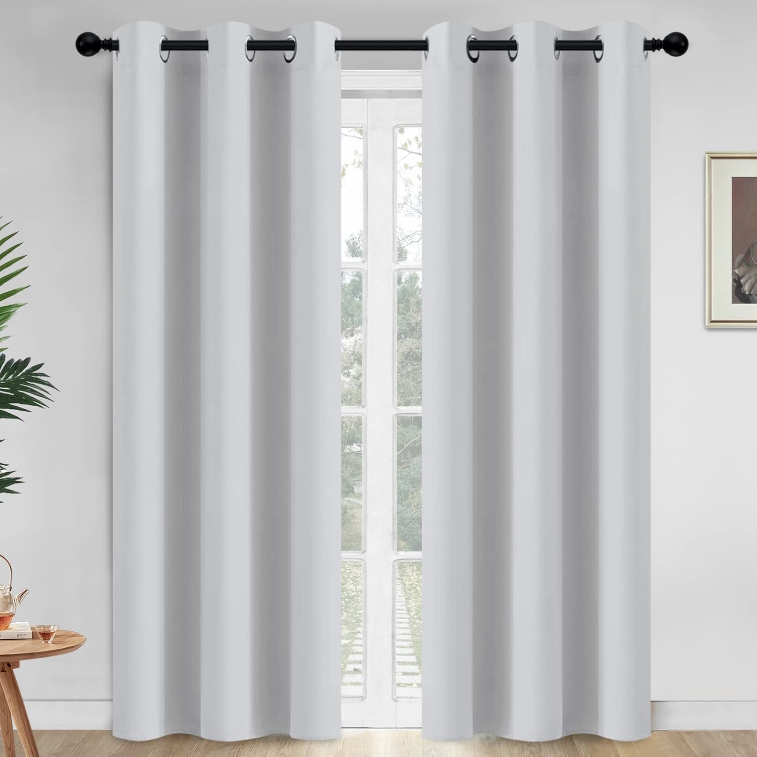 Yakamok Blackout Curtains for Living Room - Greyish White Panels