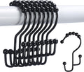 Black Rust-Proof Shower Hooks - Set of 12, Stainless Steel, Multi-Purpose