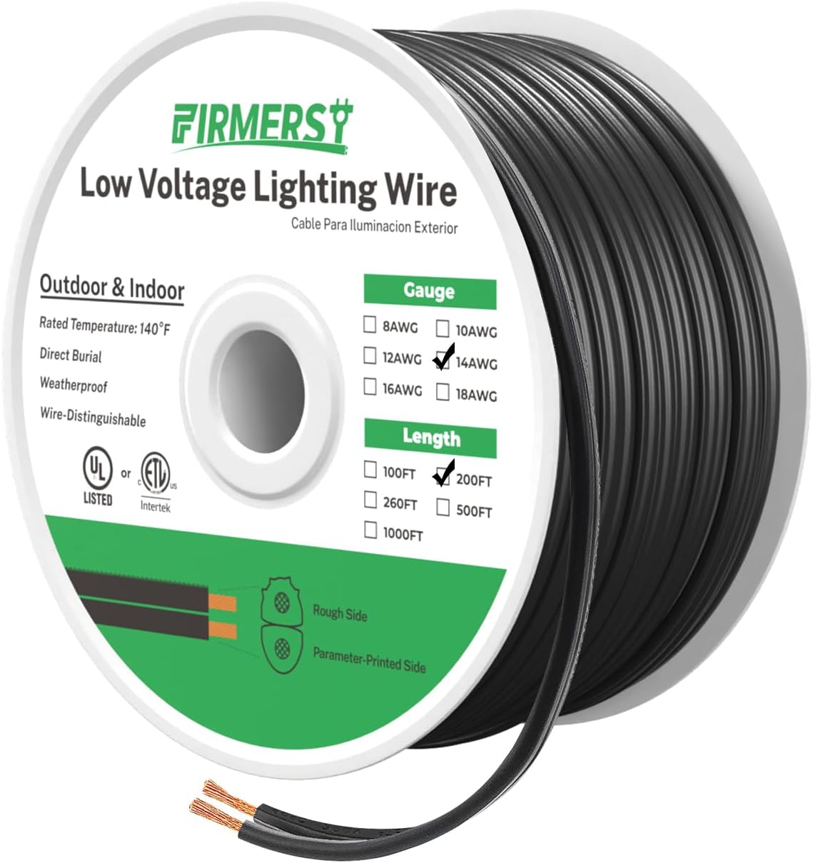 FIRMERST 14/2 Low Voltage Landscape Wire for Outdoor Lighting