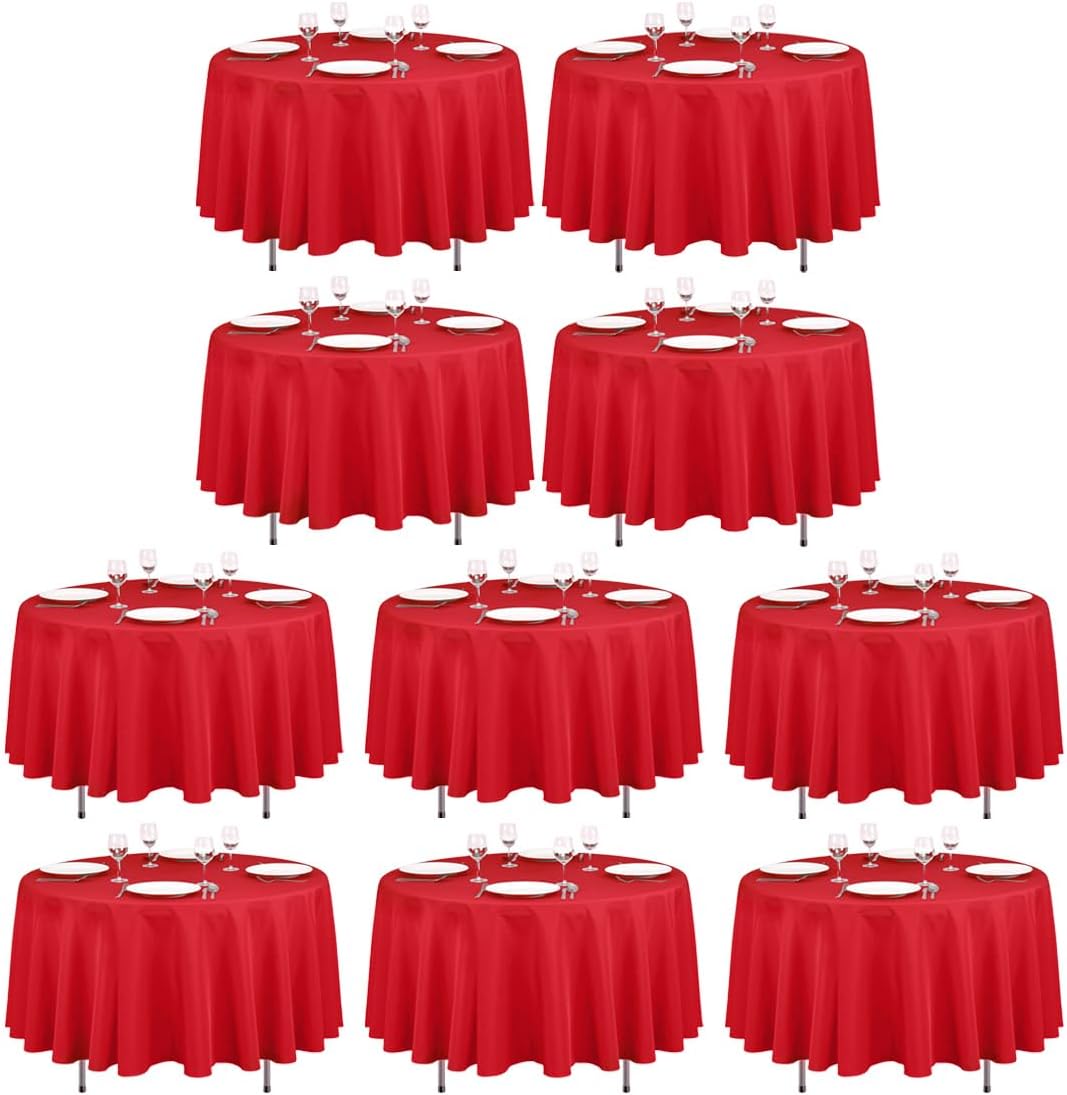 90 Inch Round Tablecloths for Weddings and Parties - 10 Pack