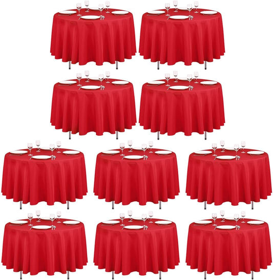 90 Inch Round Tablecloths for Weddings and Parties - 10 Pack