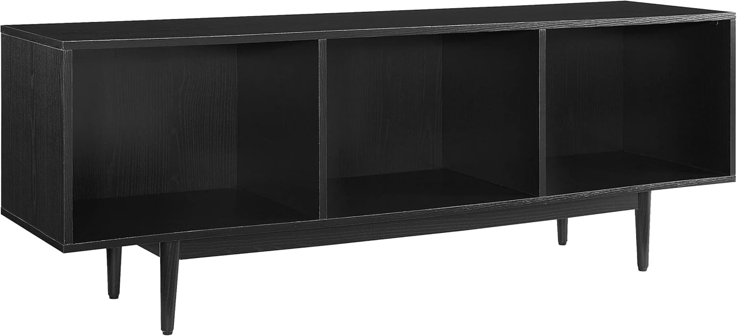 Liam Vinyl Record Storage TV Stand, Black