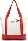 Canvas Tote Bags 6-Pack with External Pocket - Durable, Large Capacity
