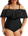 Daci Women Plus Size One Piece Swimsuit Off-Shoulder Ruffle - Tummy