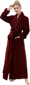 Hellomamma Long Plush Fleece Bath Robe for Women - Warm, Soft Comfort