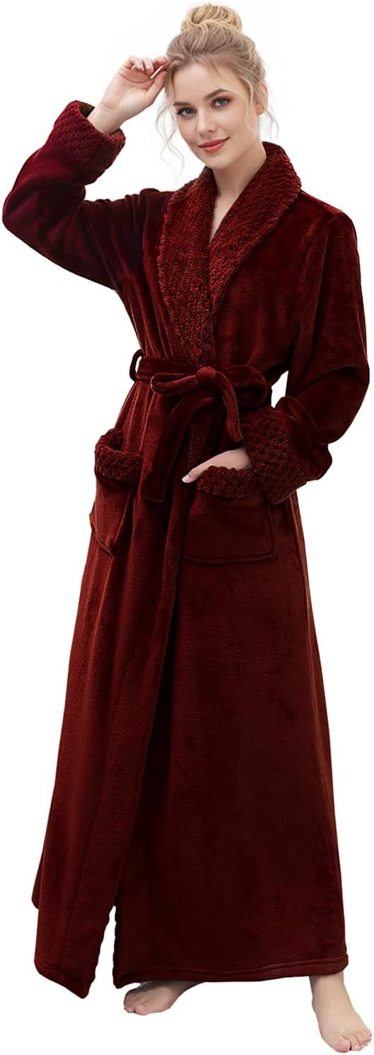 Hellomamma Plush Soft Fleece Bathrobe for Women - Cozy Comfort