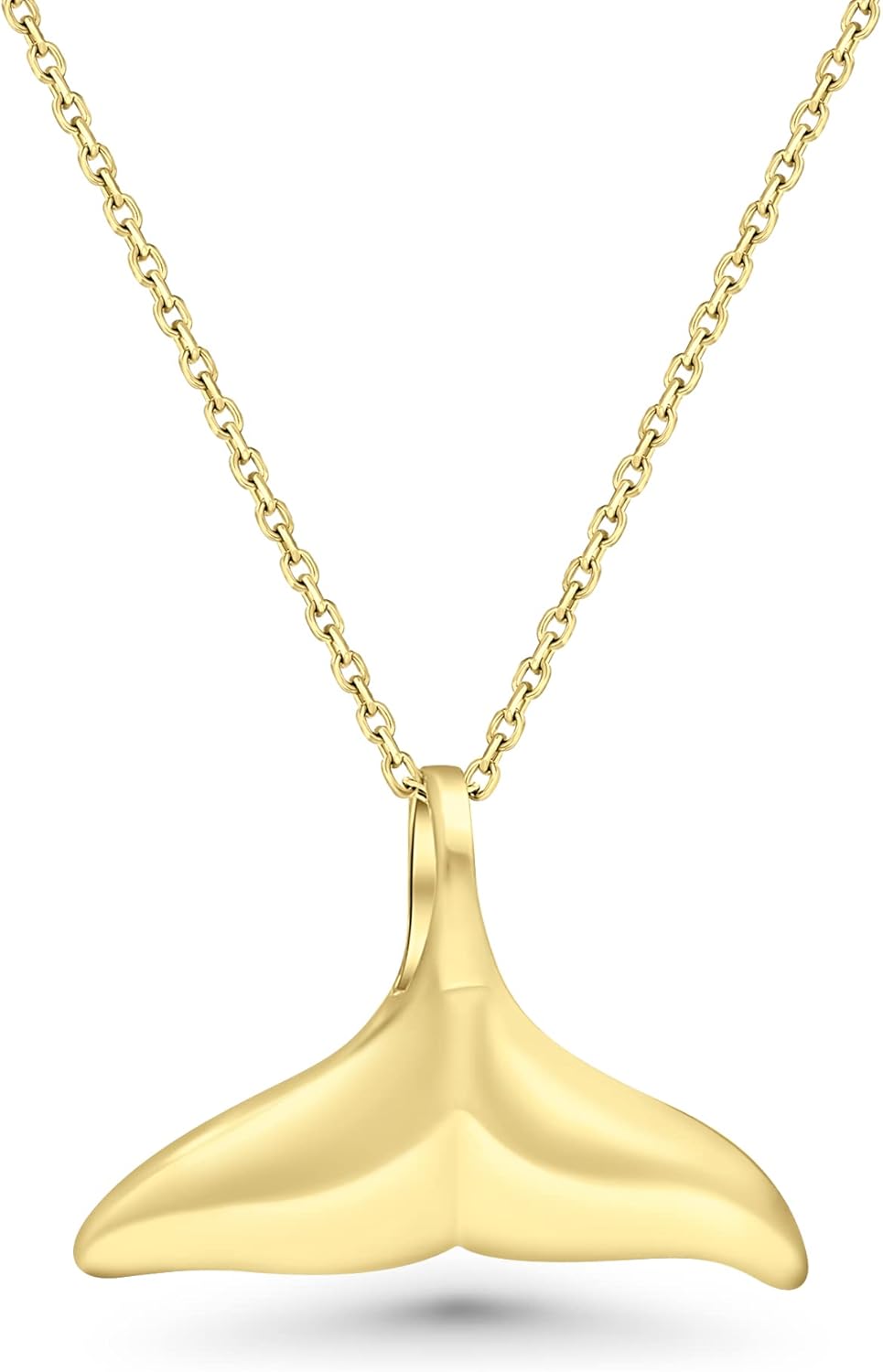 Whale Tail Necklace - 14K Gold Plated Sterling Silver Jewelry