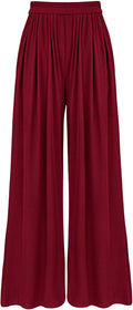 Womens Casual Wide Leg Pants - Comfortable Pleated Palazzo Trousers
