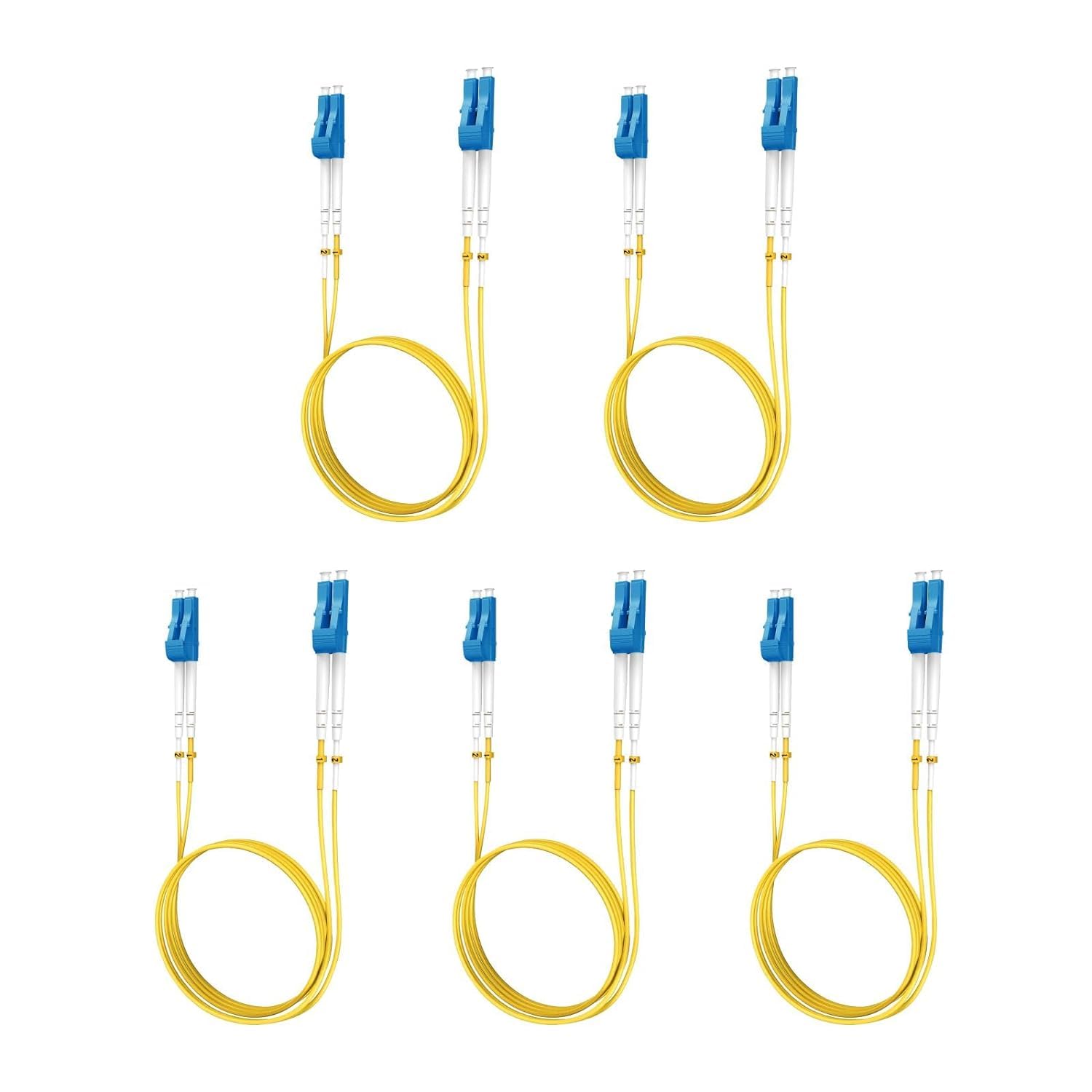 Yonwide OS2 Single Mode Fiber Optic Cable 3m 5 Pack for Ethernet