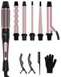 6 in 1 Curling Iron Set with Brush and Bubble Wand - Versatile Styling