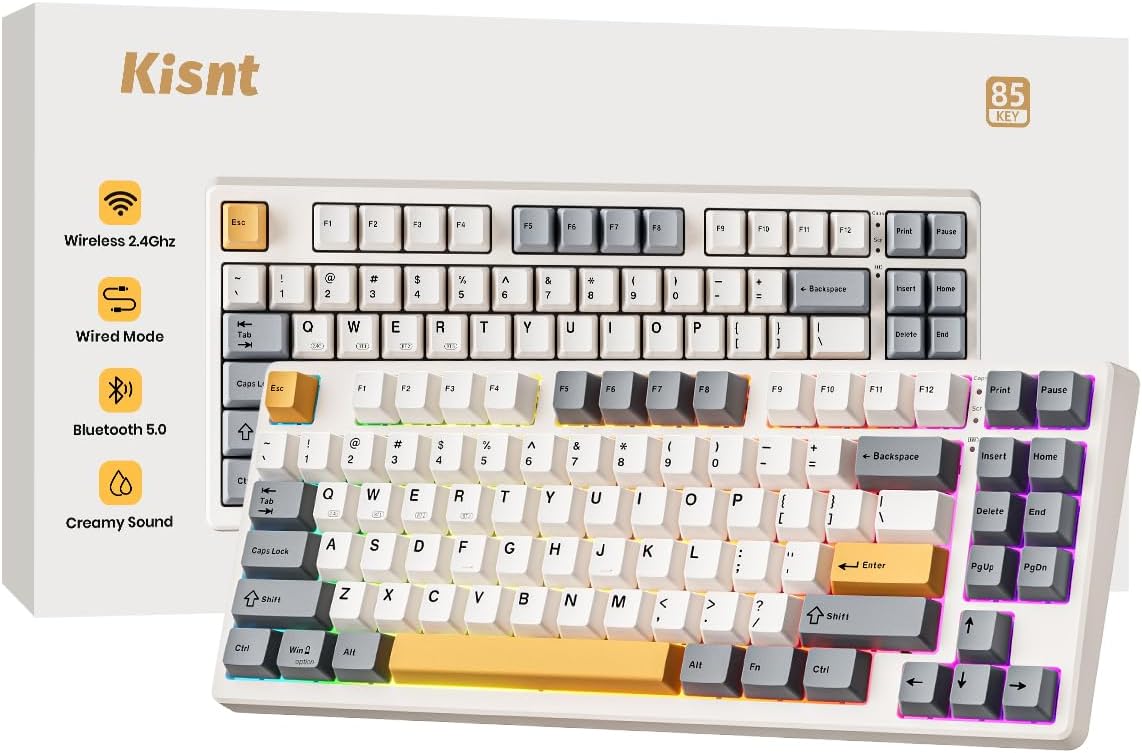 Beige Hot Swappable Gaming Keyboard - Kisnt