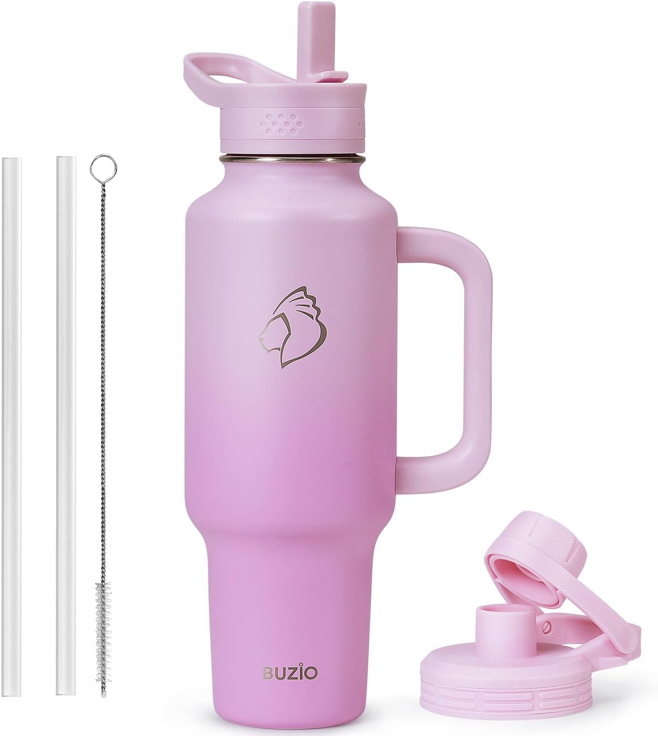 BUZIO 40 oz Water Bottle with Ergonomic Handle for Easy Sipping